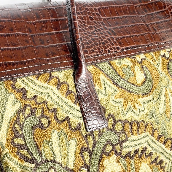 Rare Clever Carriage Company Crewel Embroidered Satchel - Picture 7 of 11